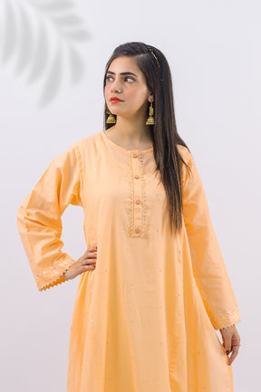 Stitched 1-Piece Peach Embroidered Shirt