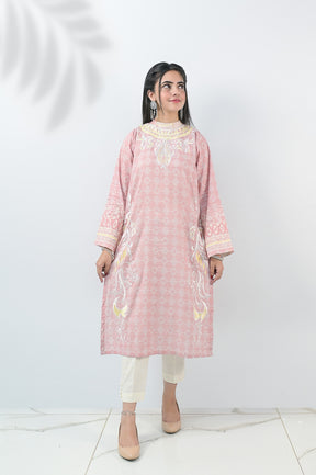 Stitched 1-Piece Petal Pink Embroidered Shirt