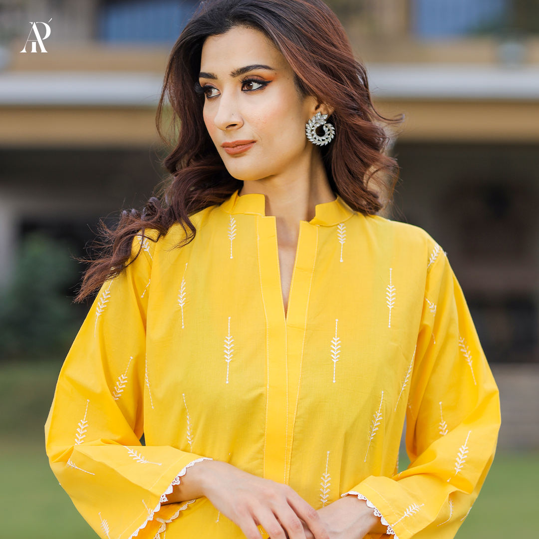 Embroidered Yellow Lawn Shirt