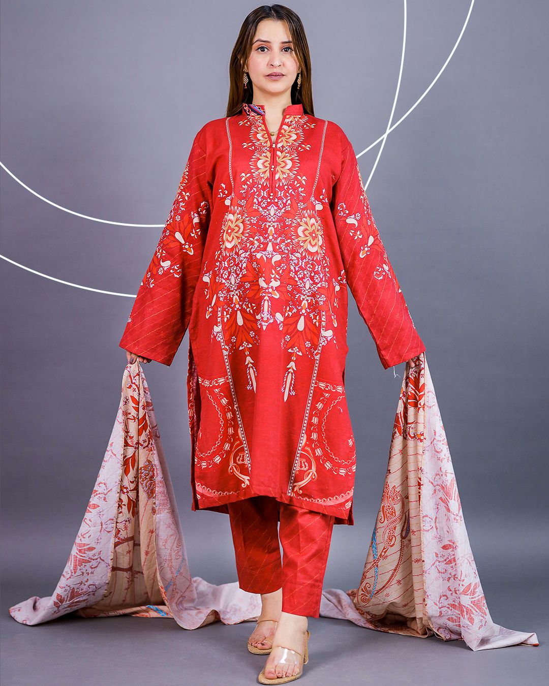 3-piece digital Printed Khaddar suit